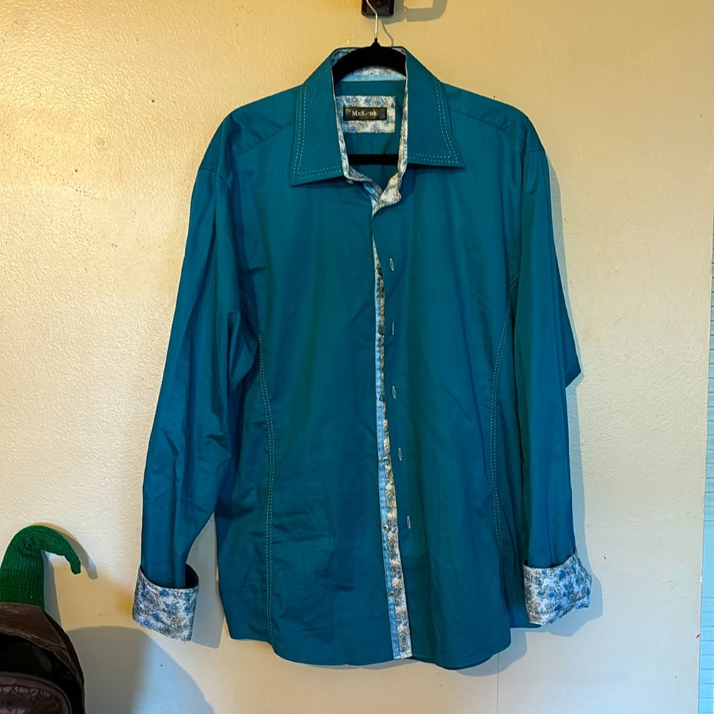 Mr smith teal colored shirt . XXL. EUC